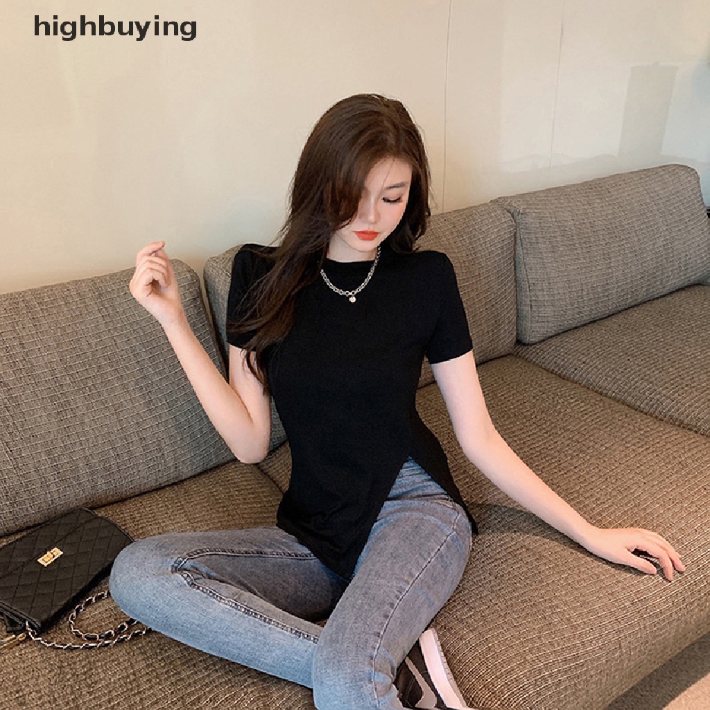 Áo Thun Tay Ngắn Cổ Tròn Màu Sắc Đơn Giản Cho Nữ