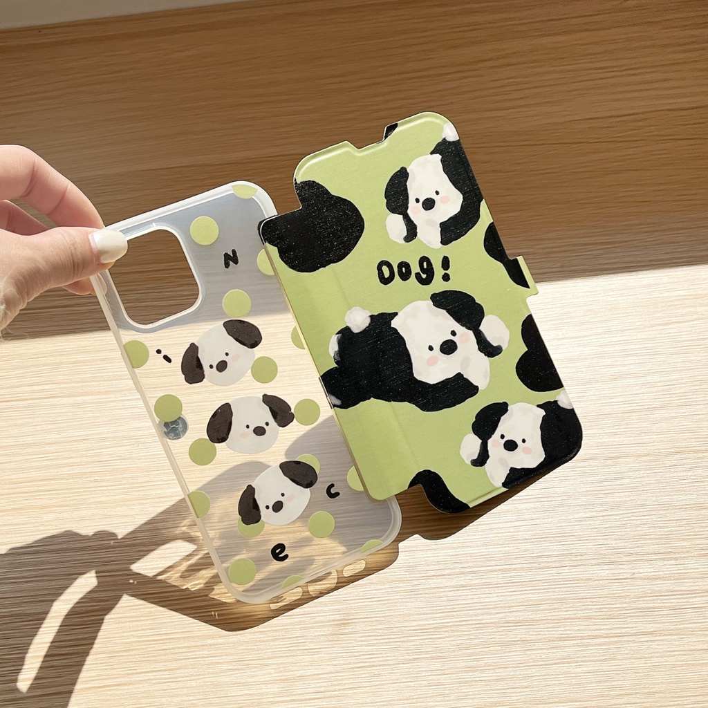 Bao Da Điện Thoại Nắp Lật Bằng Silicon Chống Sốc Họa Tiết Chú Chó Hoạt Hình Cho iPhone 14 13 12 11 PRO MAX Ốp