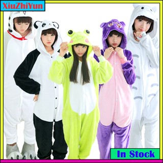 Bộ Đồ Ngủ Liền Thân Vải Flannel In Hoạt Hình Ếch / Gấu Trúc / Totoro Dễ Thương Thời Trang Mùa Đông Cho Nam Và Nữ