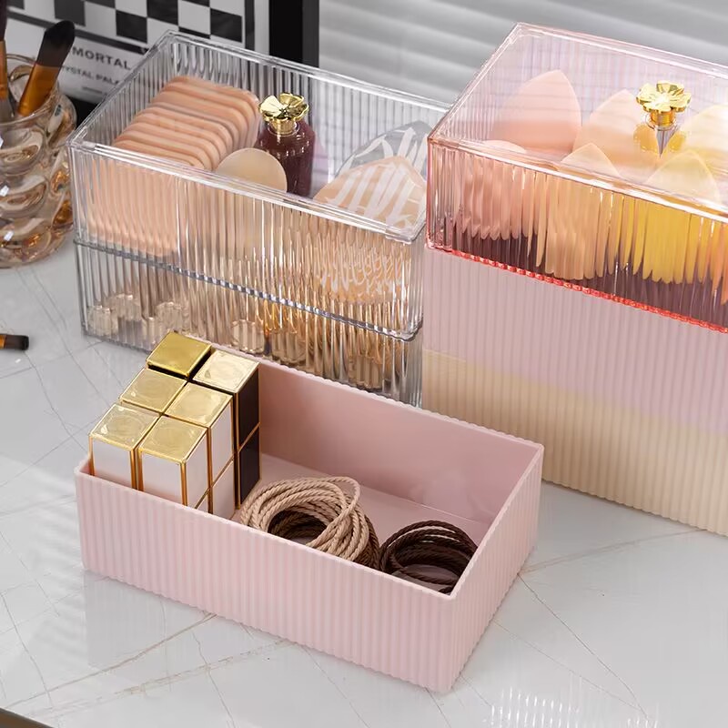 Hộp đựng đồ lặt vặt đa năng Hộp đựng mỹ phẩm son môi chống bụi acrylic có nắp đậy
