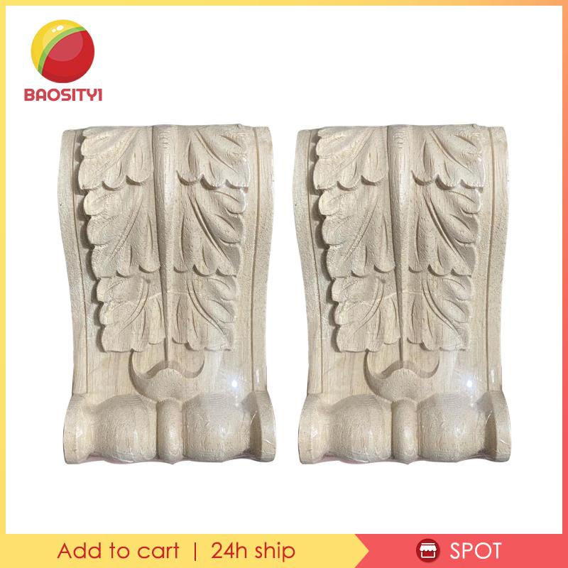 2x Wood Carved Applique Woodcarving Frame Corner for Cabinet Wardrobe Decor