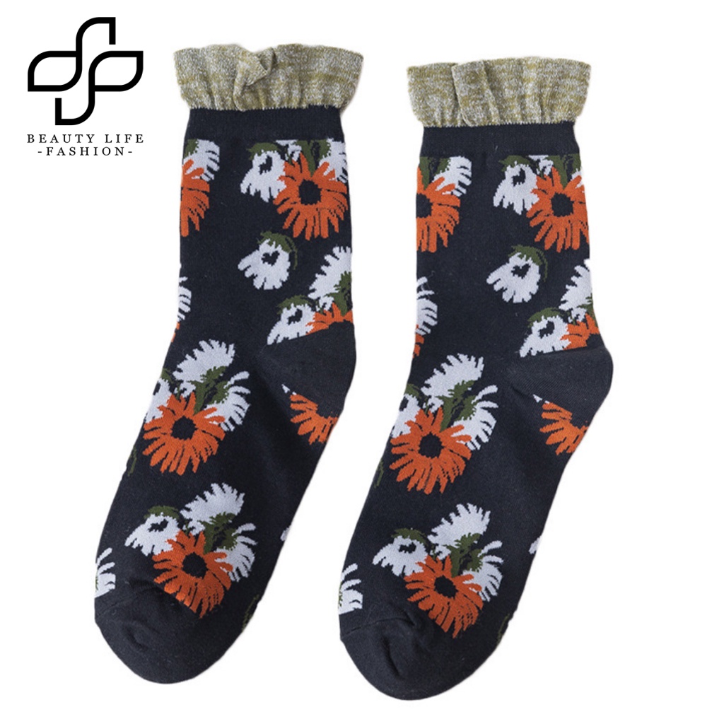 Đôi Vớ HọA TiếT Hoa KiểU Retro ThờI Trang SàNh ĐiệU Cho Nữ