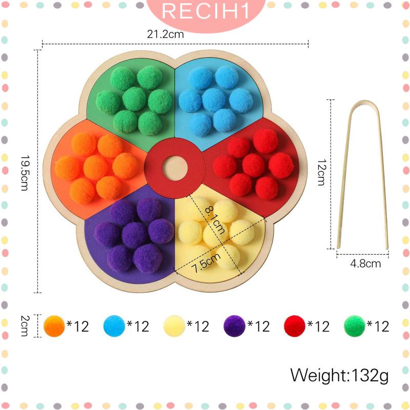 [Recih] Trò Chơi Hạt Gỗ Cảm Biến Kỹ Năng Động Cơ Mịn Phân Loại Montessori Giáo Dục Cho Bé