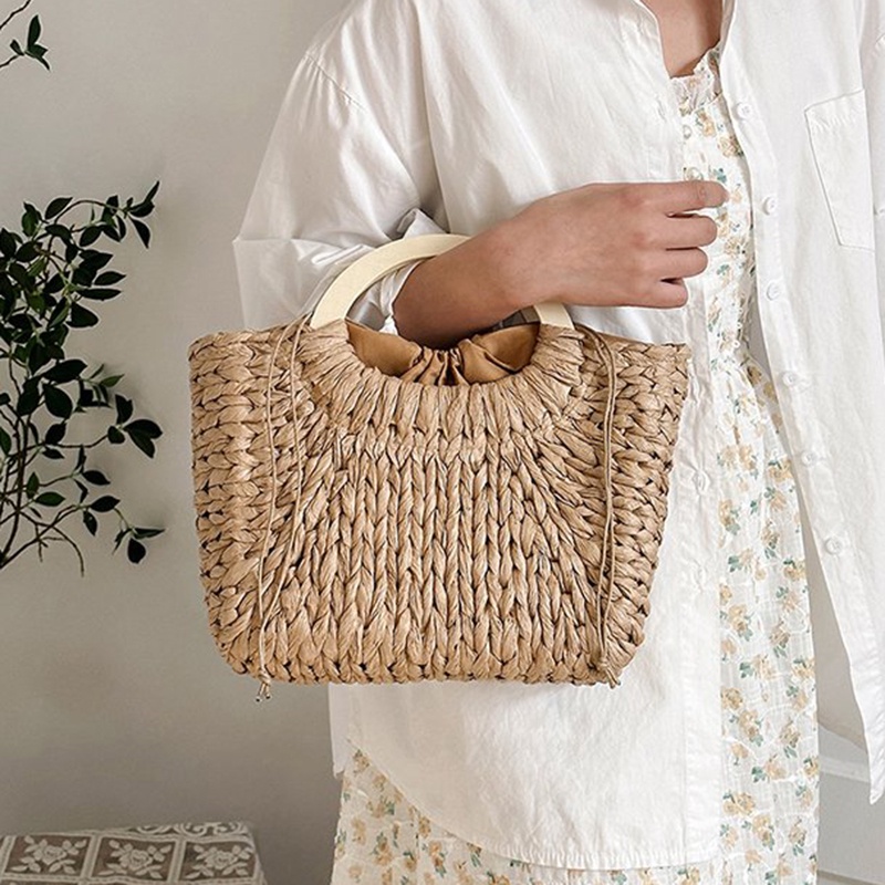 Ielgy Túi Xách Rơm Đựng Rau Củ Quả Phong Cách Nhẹ Nhàng Đa Ứng Dụng Mùa Hè Cho Nữ
