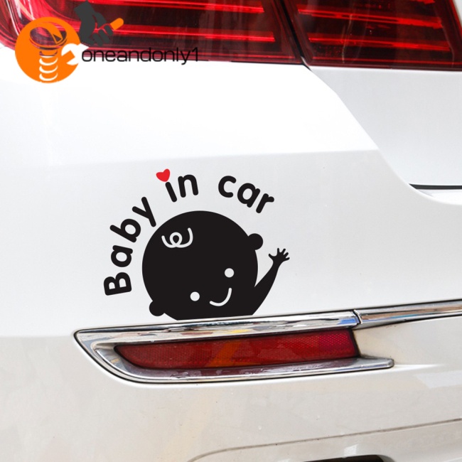 Miếng Dán Cảnh Báo Baby In Car D-1023 Họa Tiết Hoạt Hình Dễ Thương Vui Nhộn Trang Trí Xe Hơi