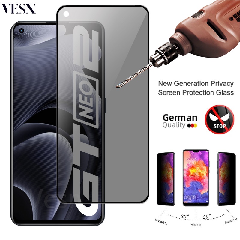 Kính cường lực chống nhìn trộm full màn đủ Cho Realme GT Master Neo 5 3 3T 2 2T Q3 GT2 Pro 5G 4G 2023