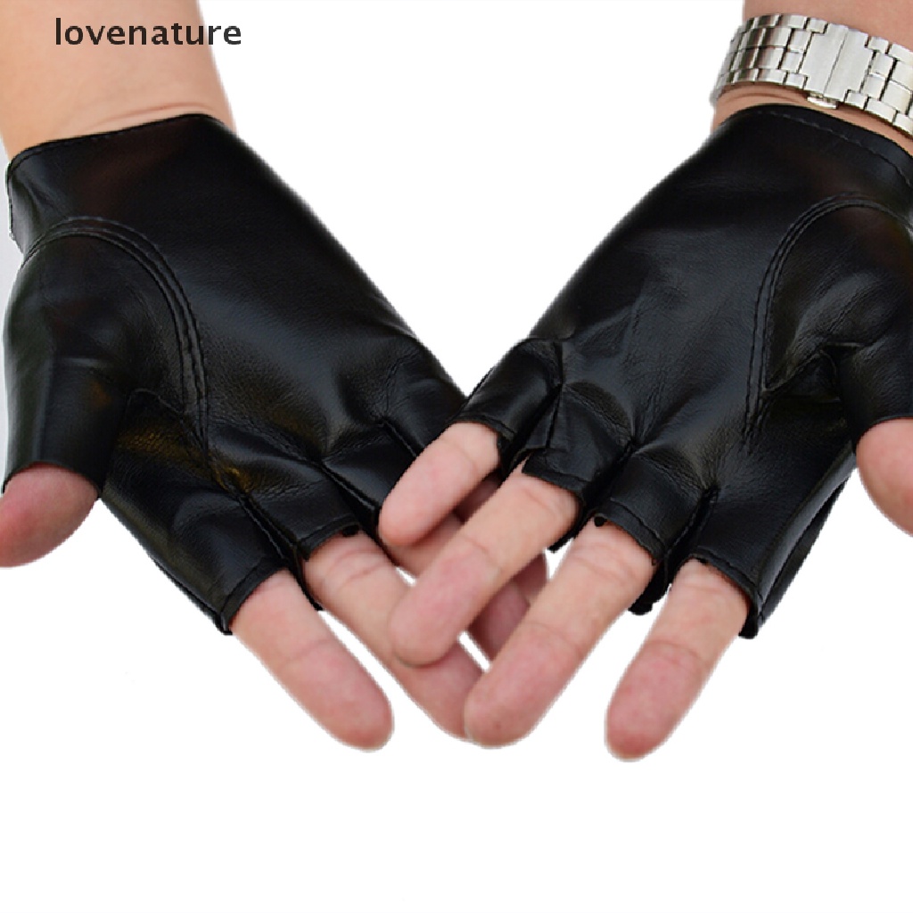 Leather Fingerless Short Gloves Black Rivets Stud Half Finger Mittens Fashion