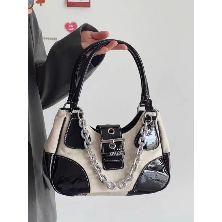 Túi Xách Kẹp Nách Đeo Vai Cỡ Nhỏ Màu Tương Phản Thời Trang Cho NữĐồ Chơi Haobing Boutiquu