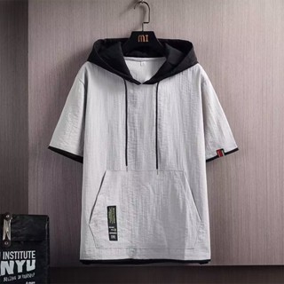 Áo Hoodie Giả Hai Lớp Tay Ngắn Dáng Rộng Có Size M-3XL Thời Trang Mùa Hè Cho Nam Giới