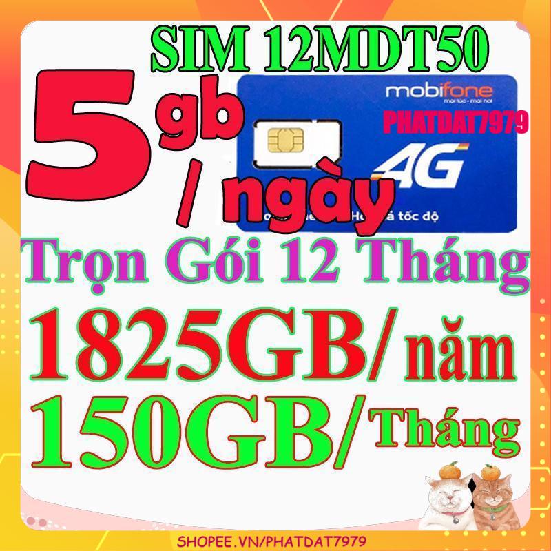 Sim 4g 12mdt50 mobifone miễn phí 1 năm tặng mỗi ngày 5gb tốc độ cao Sử dụng trên toàn quốc