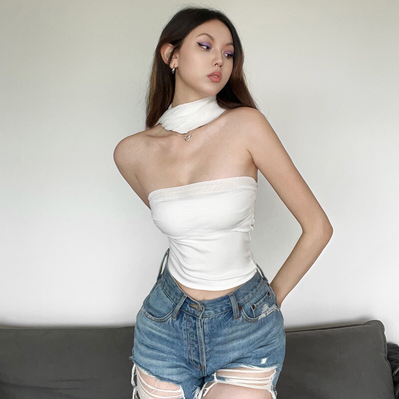 Kliou 2023 Mới Áo Tank Top Sợi Cotton Màu Trắng Thuần Khiết Và Sạch Sẽ Thiết Kế Đường Phố Gợi Cảm Cá Tính Thời Trang Cho Nữ 2023