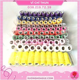 [Giá sỉ] VỈ 10 CUỘN CHỈ THUN LÀM HOA VOAN, CHỈ TƠ LÀM HOA VOAN, NGUYÊN LIỆU LÀM HOA