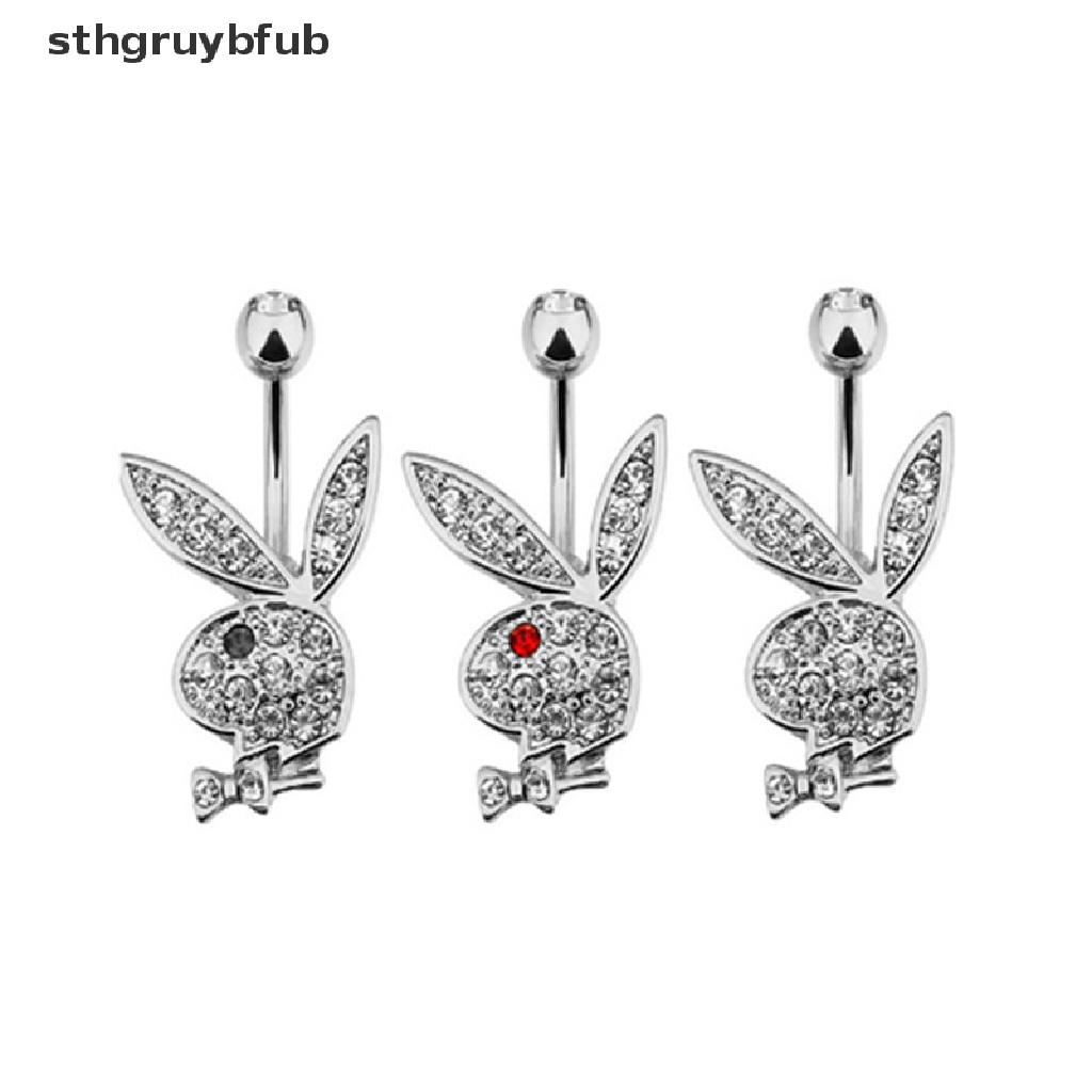 1 Khuyên RốN HìNh Thỏ ĐíNh Đá BằNg ThéP Y Tế