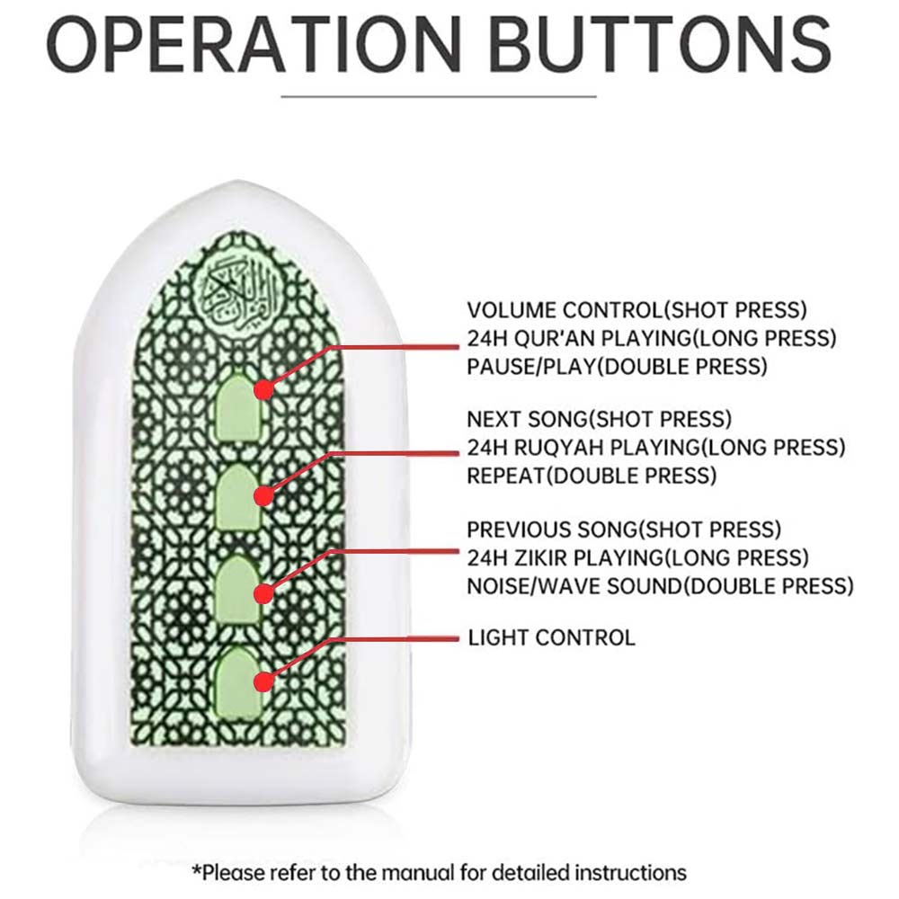 NEW Mini Koran player with LED light quran speaker zikir plug ZK3S