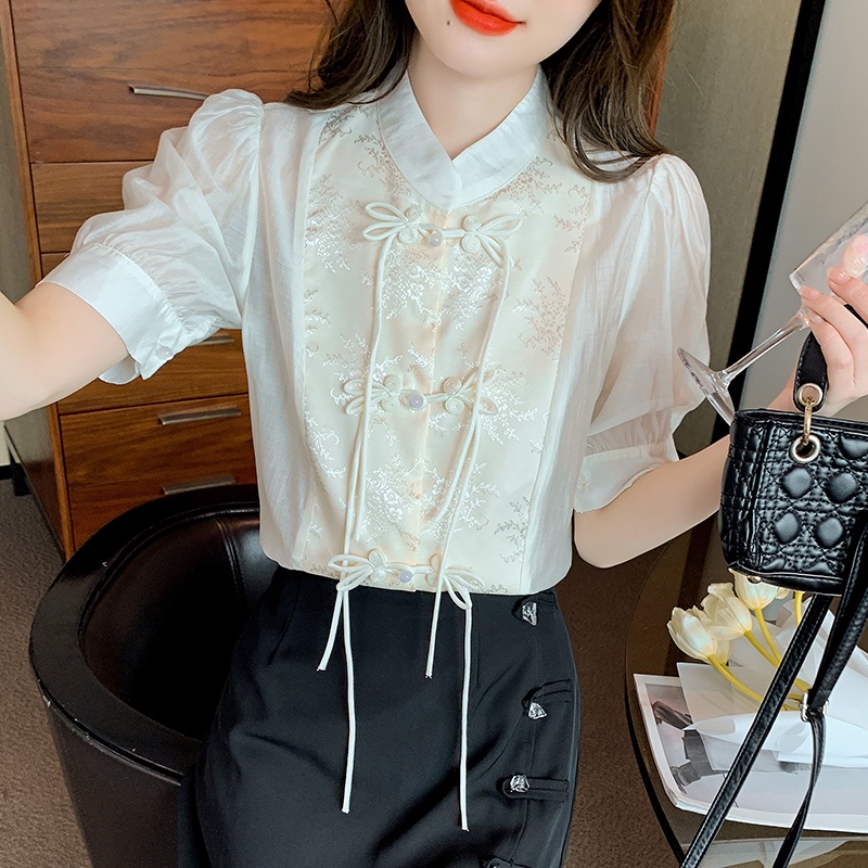 Áo Sơ Mi Đa Năng Cài Nút Đĩa Cao Cấp Phong Cách Mới Mùa Hè Pháp Cổ Điển Sang Trọng Cho Nữ