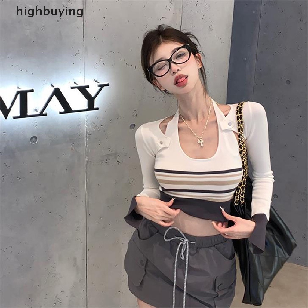 Áo Thun Lửng Hai Dây Họa Tiết Kẻ Sọc Thời Trang Mùa Hè 2023 Cho Nữ