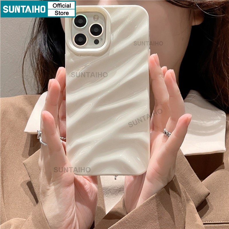 Suntaiho Ốp lưng ốp iphone đen ốp iphone silicon mềm kiểu lượn sóng thích hợp cho IPhone 11 Pro Max 12 13 14 Pro XR XS Max 7 Plus 8 Plus