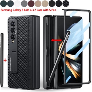 [Mới] Dành cho ốp lưng Samsung Galaxy Z Fold 2 có bản lề và hộp đựng bút và vỏ ZFold 3 4 kèm bút
