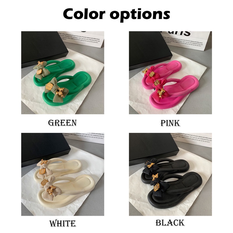 Sandal Đế Mềm Đính Nơ Và Gấu Dễ Thương Phong Cách Hàn Quốc