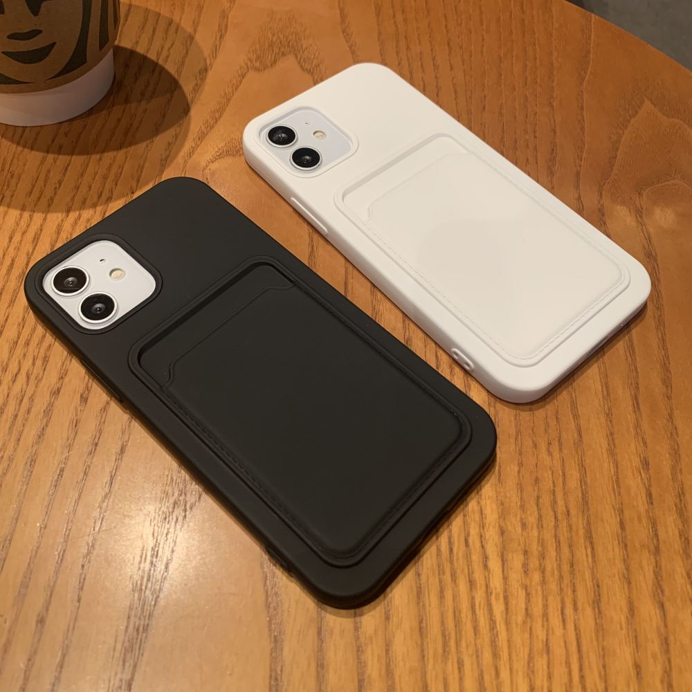 Ốp Điện Thoại Silicon Mềm Dạng Ví Đựng Thẻ Màu Trơn Sang Trọng Cho IPhone 14 13 11 12 Pro Max XS XR 7 8 14 Plus