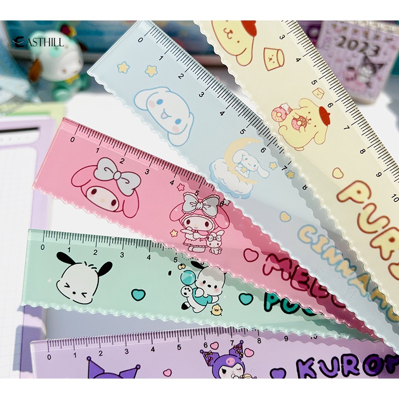 SANRIO Thước Thẳng 15Cm Họa Tiết Kuromi Cinnamoroll Dễ Thương Xinh Xắn