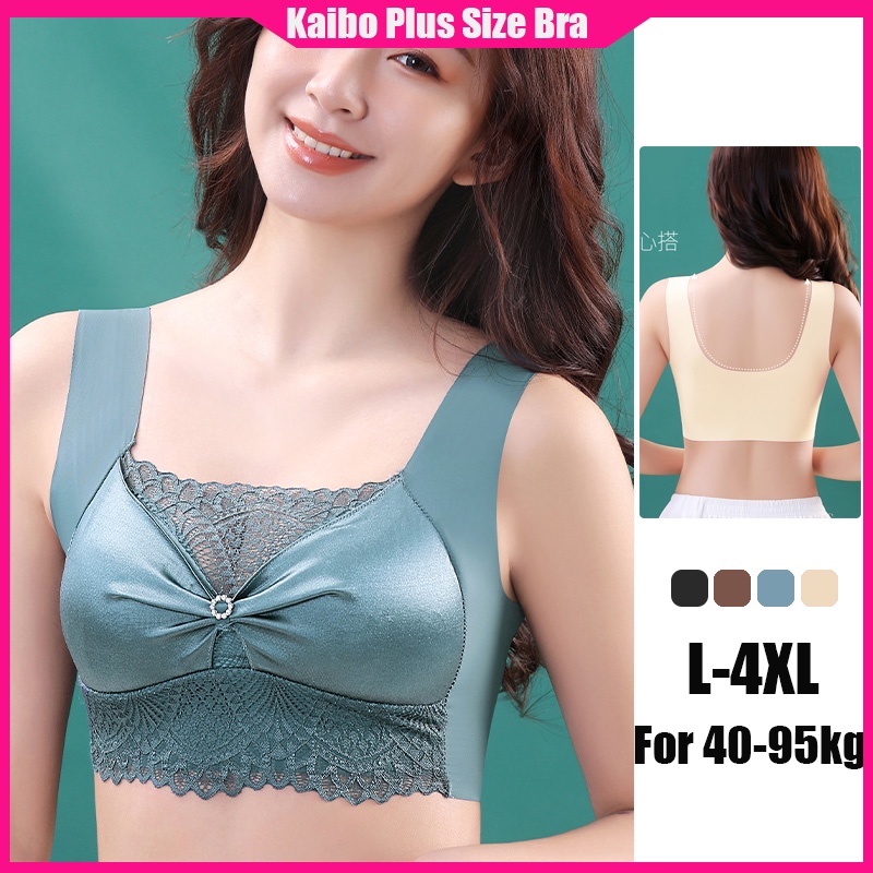 Áo Lót Nâng Ngực Phối Ren Không Đường May Kích Thước L-4XL Dành Cho Nữ 40-95kg