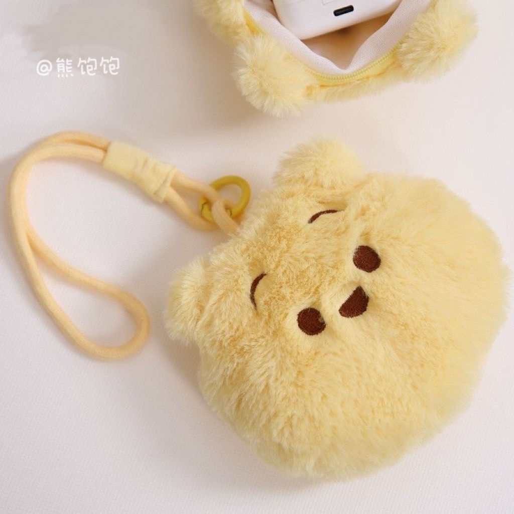 Túi Đựng Tai Nghe / Tiền Xu Hình Gấu Pooh Bằng Lông Dễ Thương Xinh Xắn