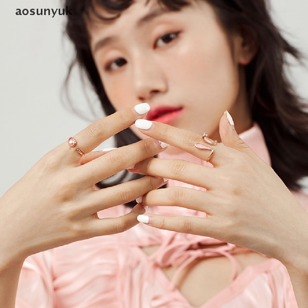 Aosunyuk Nhẫn Hở Hình Tai Thỏ Bằng Kim Loại Đính Đá Zircon Màu Trắng Dễ Thương Phong Cách Punk Thời Trang 2022 Cho Nam Và Nữ