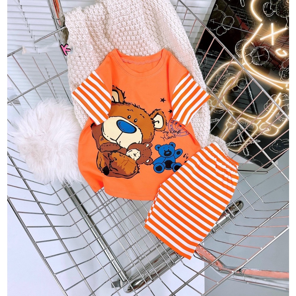 Bộ đồ bé gái bộ đồ lửng phối tay sọc MẪU S5M đáng yêu chất vải co giãn 4 chiều cho bé từ 10kg đến 30kg-MÃ-S5M