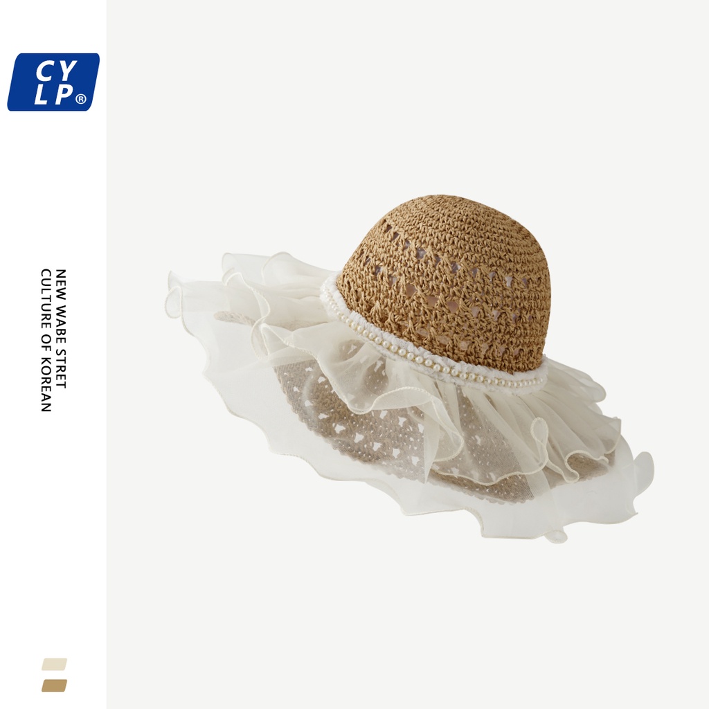 Mũ Cói Chống Nắng Phối Ren Phong Cách Thời Trang Nhật Bản Dành Cho Nữ