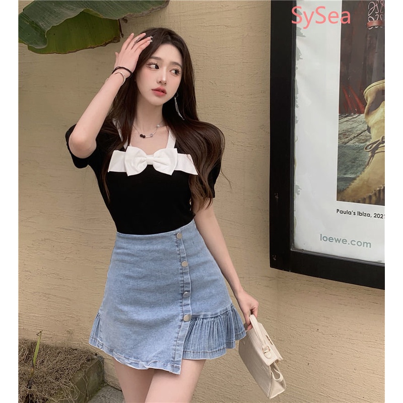 Áo Sơ Mi Cổ Tròn Thắt Nơ Xinh Xắn Thời Trang Kiểu Pháp Cho Nữ