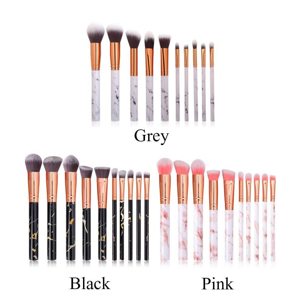 EUTUS Set 10 Cọ Trang Điểm Kabuki Cán Cẩm Thạch