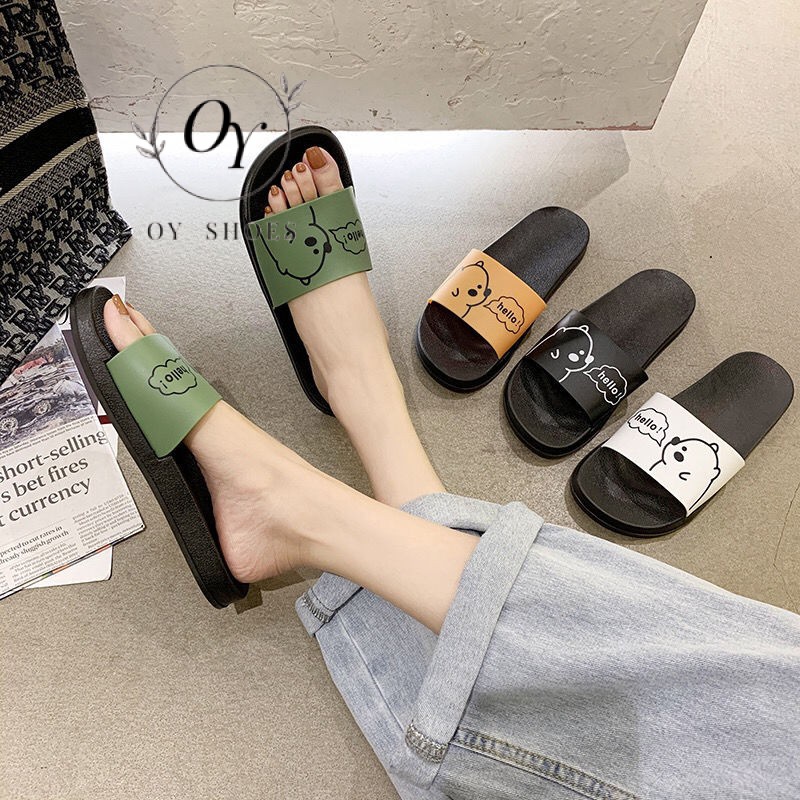 Dép sandal in hình gấu đáng yêu chống trơn trượt thời trang Hàn Quốc nữ tính