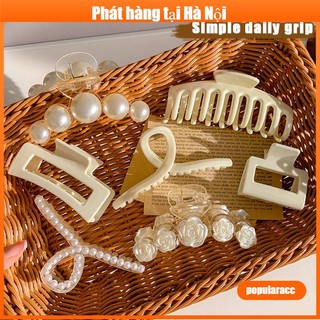 Kẹp tóc ngọc trai trắng nữ korea thanh lịch khí chất kẹp lớn