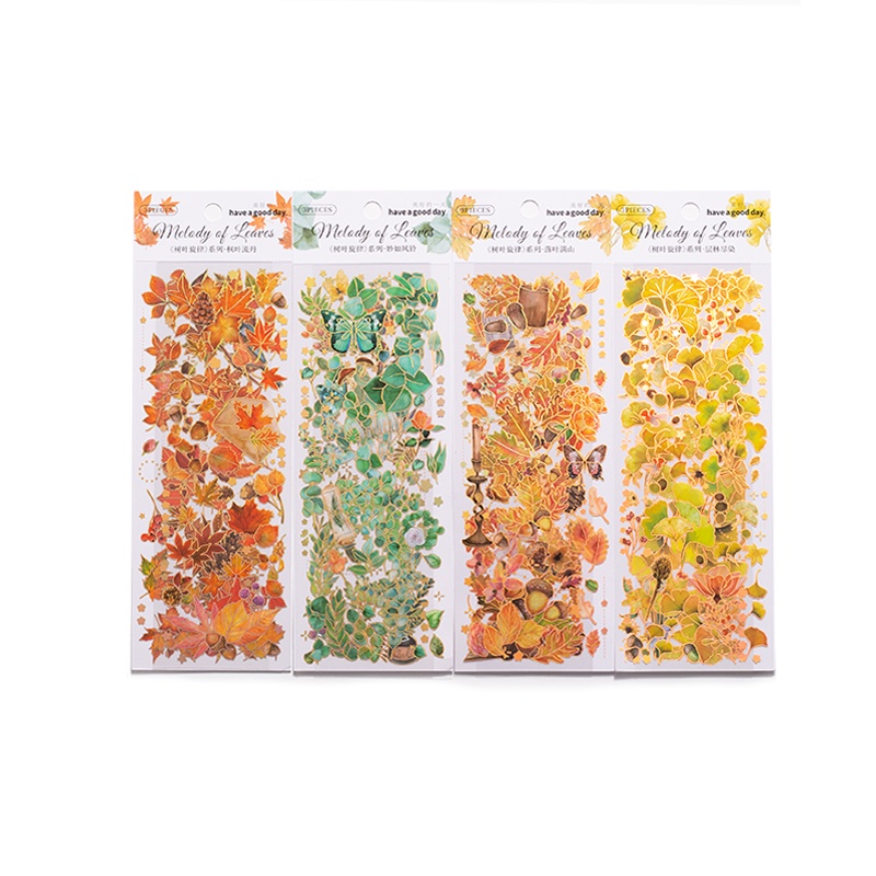 Bộ 3 Miếng Dán Trang Trí Sổ Tay Hình Lá Cây Dễ Thương