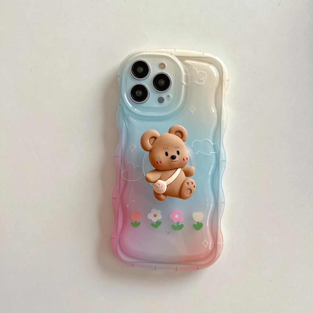Ốp Điện Thoại Silicon Trong Suốt Họa Tiết Hoạt Hình Chú Gấu Dễ Thương Chống Sốc Cho iPhone 14 13 12 11 Pro Max