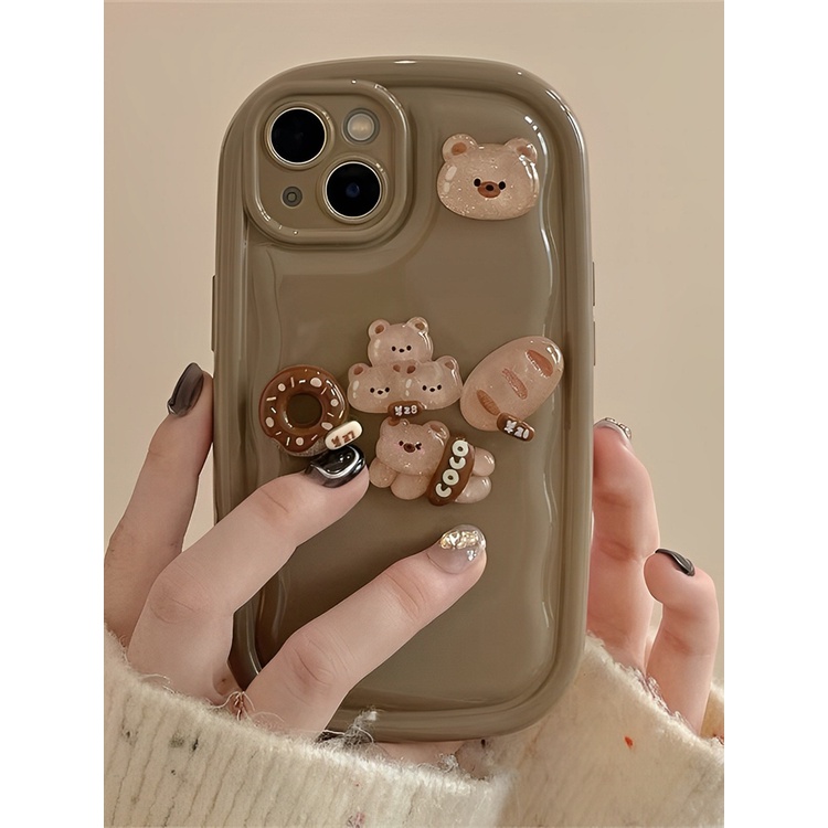 Ốp Điện Thoại Túi Khí Chống Rơi Hình Oval Màu Nâu Tiên Tiến Cho IPhone 14 13 12 11 Pro Max