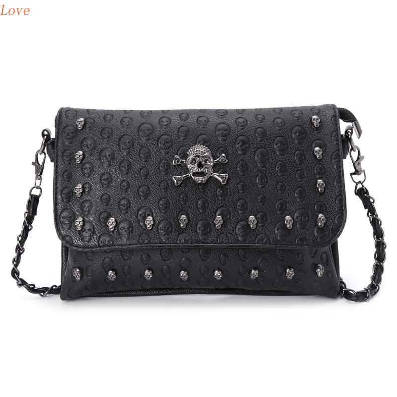 Túi Đeo Chéo Vai Kiểu Xích Trang Trí Đinh Tán Phong Cách Gothic Cho Nữ