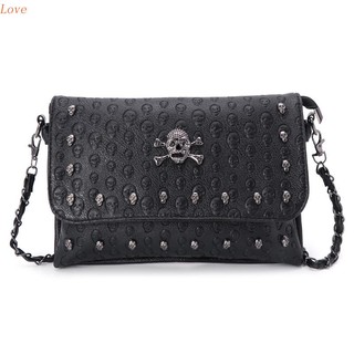 Túi đeo chéo vai kiểu xích trang trí đinh tán phong cách gothic cho nữ