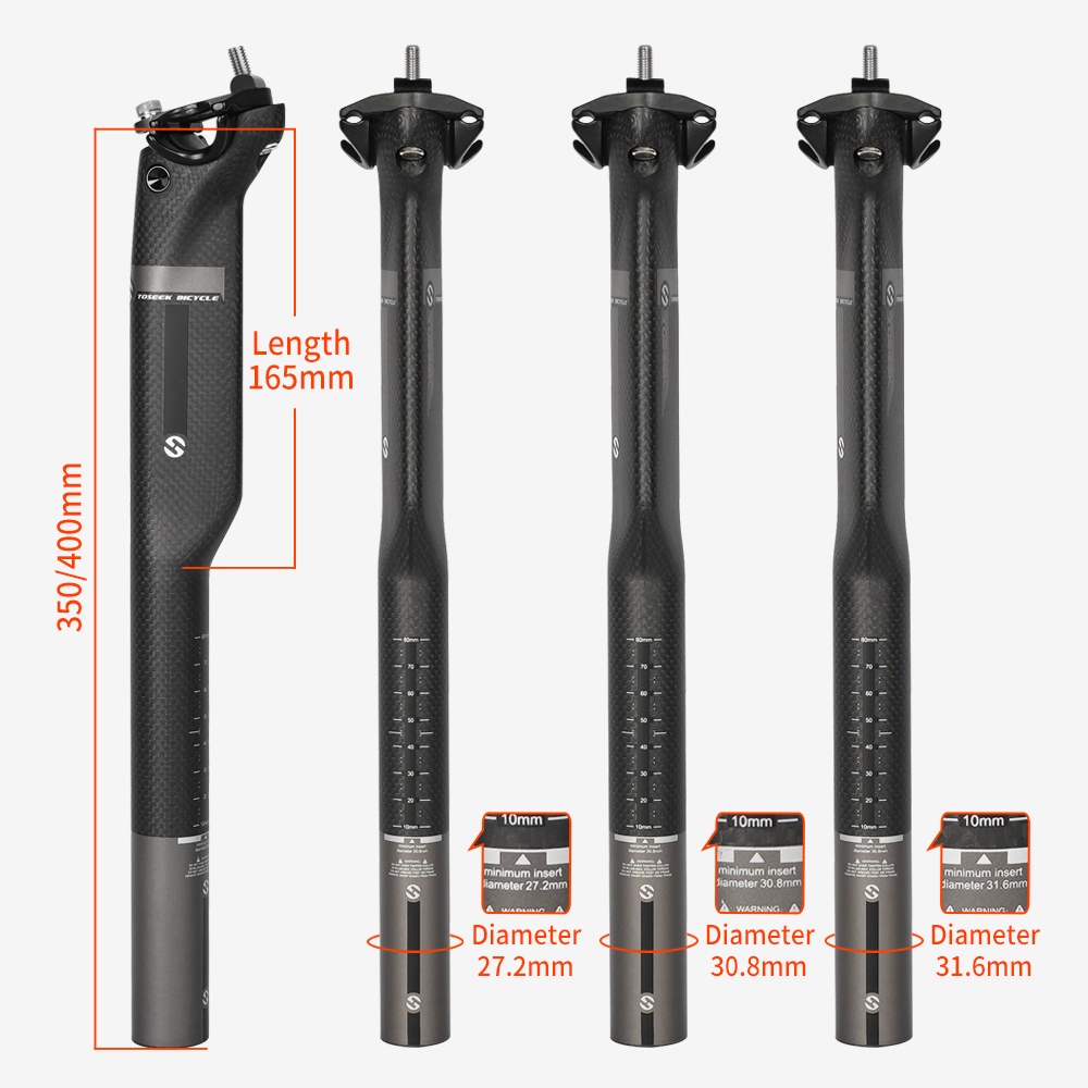 Trục Gắn Yên Xe Đạp Leo Núi Bằng Carbon 20mm Dài 27.2 / 30.8 / 31.6 350 / 400mm