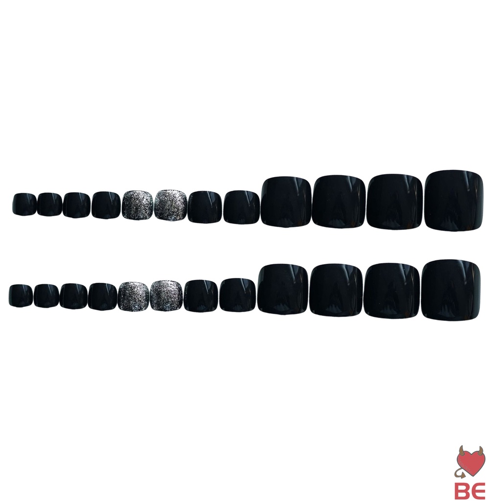 YADORNOS Móng Chân Giả Màu Đen Trơn Chống Nhòe Thời Trang Thanh Lịch Cho Nữ