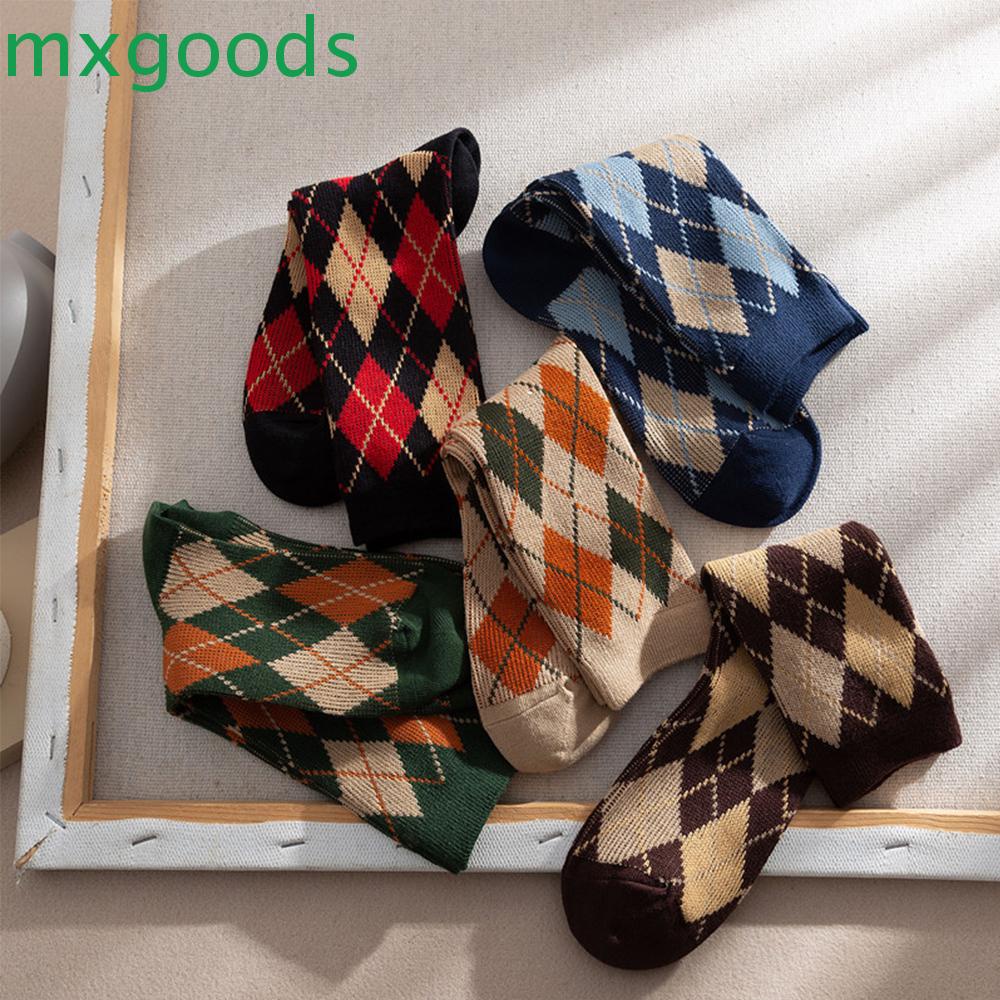 Tất cotton phối sọc nhiều màu tùy chọn phong cách vintage giữ ấm chân cho nữ