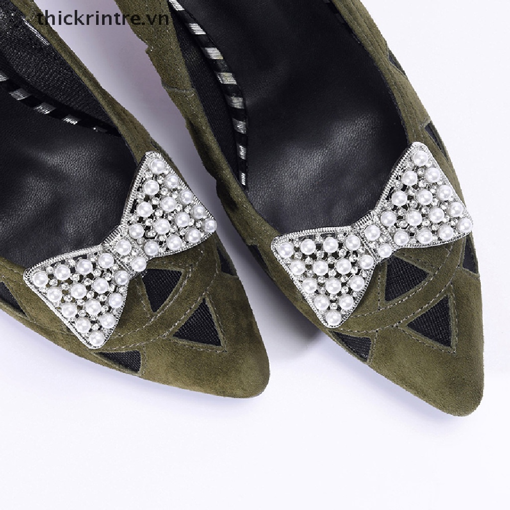 1 Cặp Kẹp Nơ Đính Đá Pha Lê Trang Trí Giày Cao Gót DIY