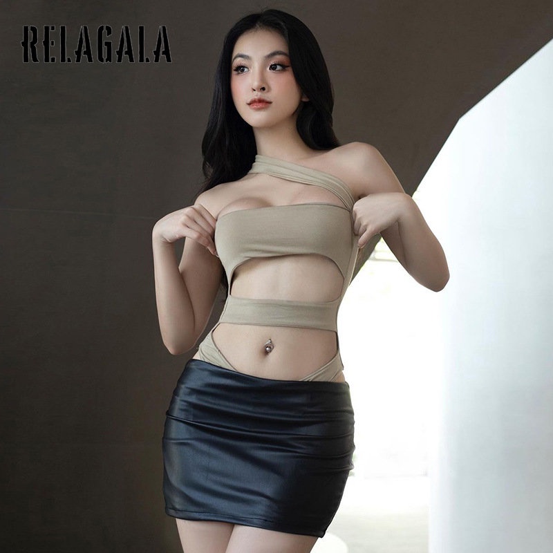 Bộ Áo Liền Quần Dáng Ôm Màu Trơn Thời Trang 2023 Quyến Rũ Cho Nữ | BigBuy360 - bigbuy360.vn