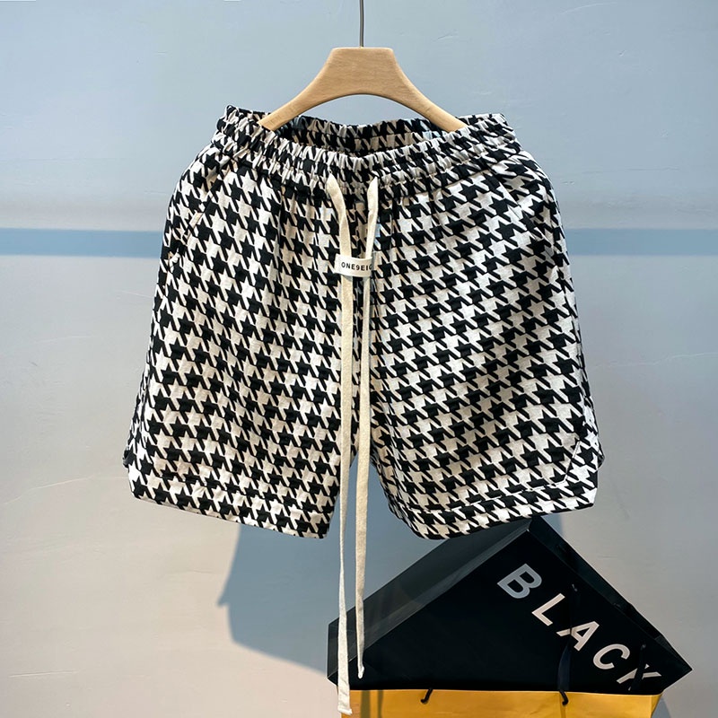 Quần Short Thể Thao Họa Tiết Houndstooth Thoáng Khí Nhanh Khô Thời Trang Mùa Hè Cho Nam