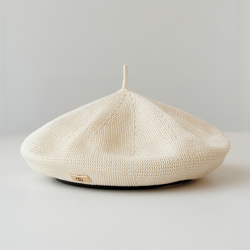 Mũ beret hè chất liệu lưới thông thoáng khí tag kim loại mới phong cách Hàn Quốc
