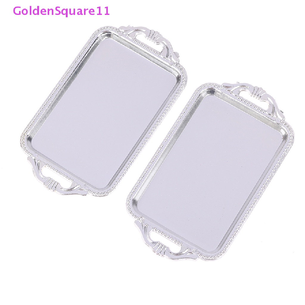 Set 2 Khay Trà Mini Bằng Nhựa Màu Vàng Dùng Trang Trí Nhà Búp Bê