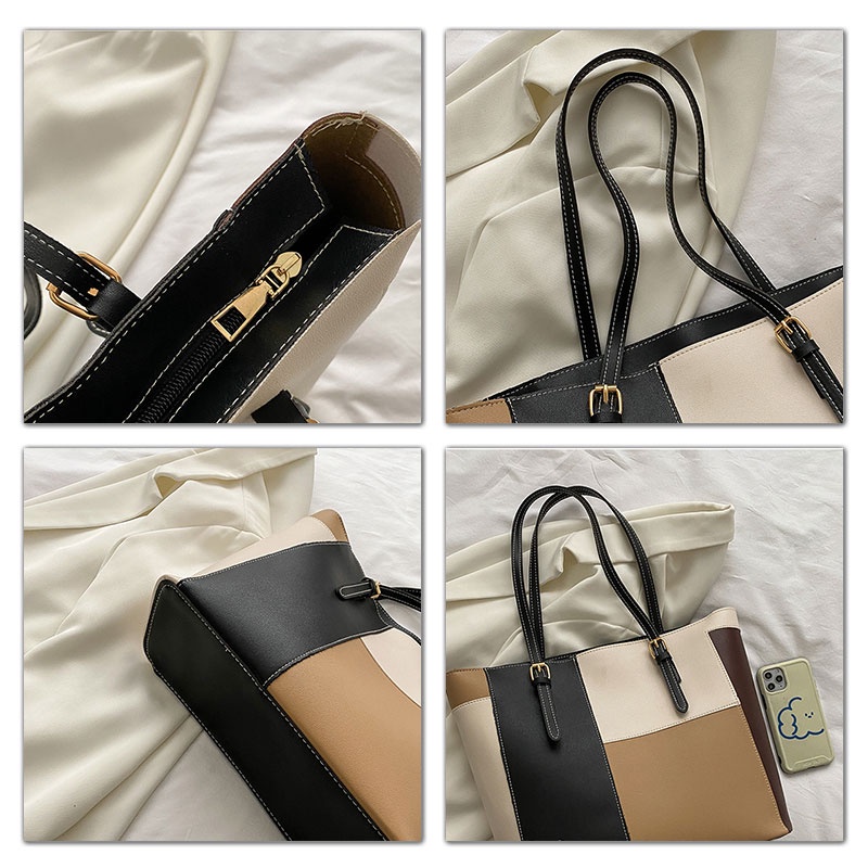 Arctic Hunter Túi tote Đeo Vai Sức Chứa Lớn Chất Liệu Da PU Màu Tương Phản Thời Trang Thu Đông