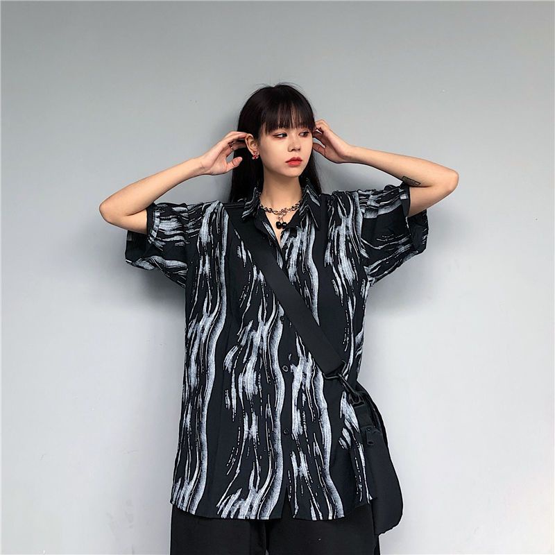 Áo Sơ Mi Chiffon Tay Lỡ Màu Nhuộm Thời Trang Đường Phố Cho Nam Và Nữ