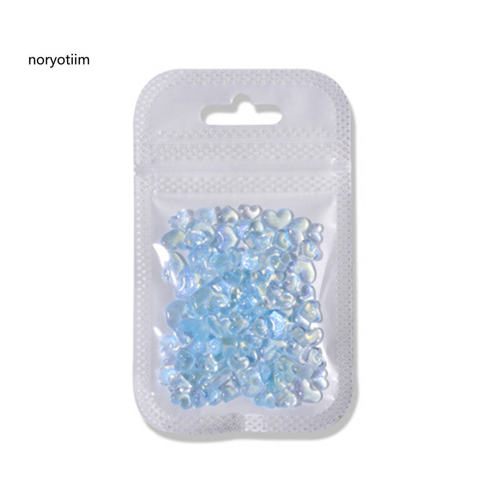 Set 100 Móng Tay Giả Đính Đá Trái Tim Ba Chiều Lấp Lánh DIY